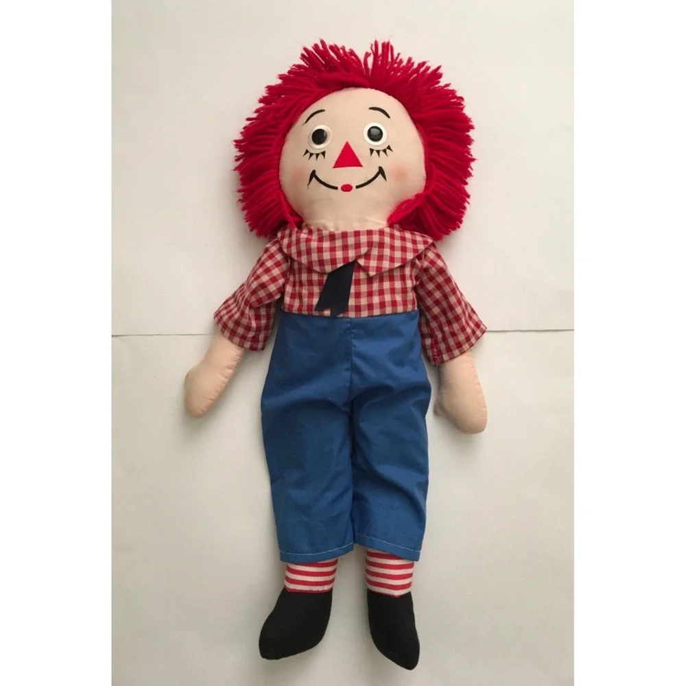 Hasbro Cloth Raggedy-Style Doll with Red Yarn Hair and Blue Pants